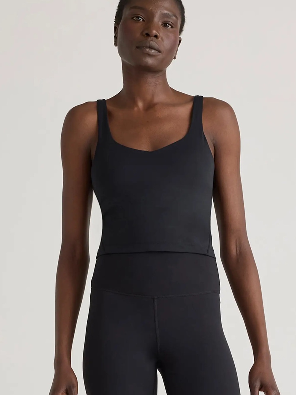Quince Ultra-Form V-Neck Cropped Tank black small